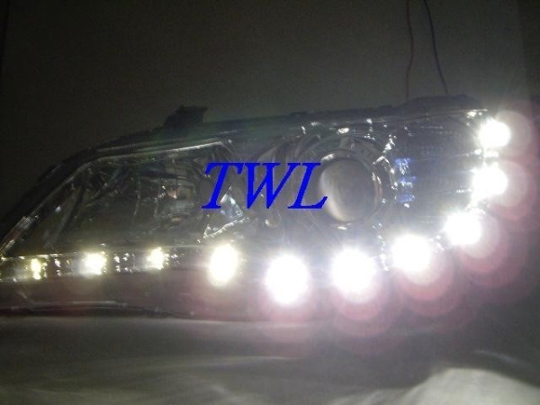 Honda Civic VIII (06-) фары передние линзовые черно-хромированные, со светодиодной подсветкой, под корректор, комплект 2 шт.