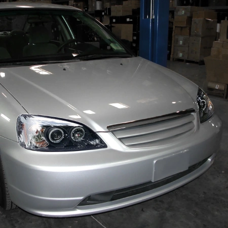 Honda Civic (01-03) 2, 4 дв. фары передние линзовые черные, со светящимися ободками, комплект 2 шт.
