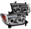 Toyota Tundra (07-) фары передние линзовые хромированные, со светящимися ободками и подсветкой DRL, комплект 2 шт.