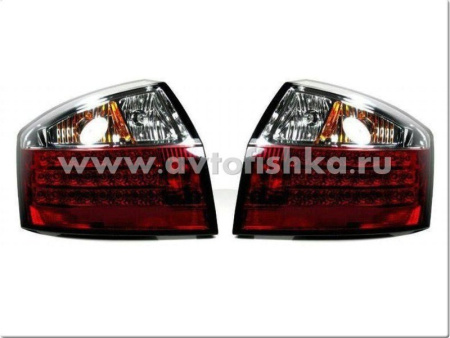 Audi A4 (01-05) фонари задние светодиодные красно-хромированные, комплект 2 шт.