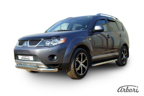 Защита переднего бампера Arbori d76+d57 двойная MITSUBISHI OUTLANDER XL 2006-2010