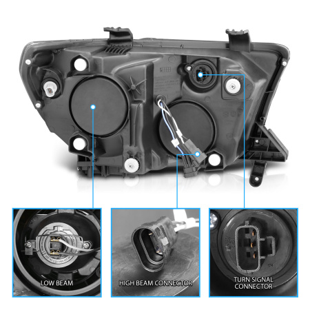 Toyota Sequoia, Tundra (07-14) фары передние линзовые черные, со светящимися ободками, комплект 2 шт.