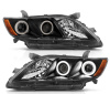 Toyota Camry XV40 (2006-2009) фары передние линзовые черные, со светящимися ободками