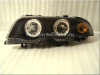 BMW 3 E46 (98-01) 4 дв. седан фары передние черные, с двумя светящимися ободками, с моторами электрокорректора, комплект 2 шт.