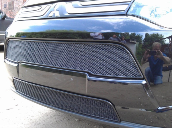 Mitsubishi Outlander (12–13) Защита радиатора Premium, чёрная, низ