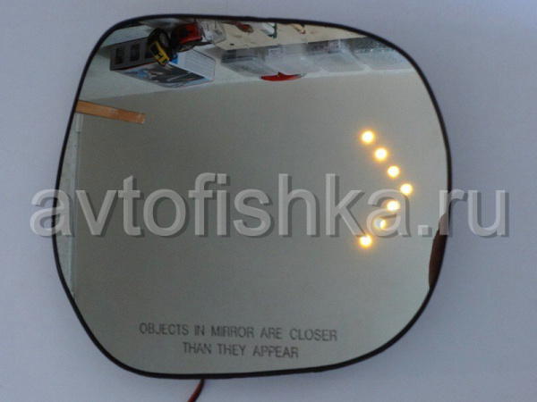 Toyota Land Cruiser 200 (08-), Prado 150 (10-) зеркальные элементы на боковые зеркала, с желтой светодиодной индикацией поворотов, с обогревом, комплект 2 шт.