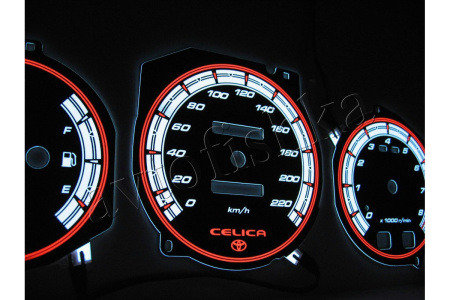 Toyota Celica V 1989-1993 светодиодные шкалы (циферблаты) на панель приборов