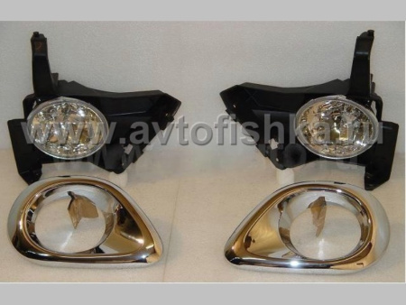 Honda CR-V II (04-06) фары передние противотуманные зеркальные хромированные, комплект 2 шт.