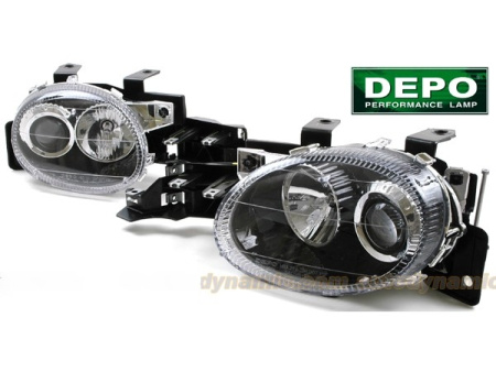 Dodge Neon (95-99) фары передние линзовые черные, комплект 2 шт.