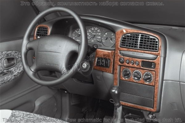 Декоративные накладки салона Kia Sportage 1998-2000 полный набор, Автоматическая коробка передач