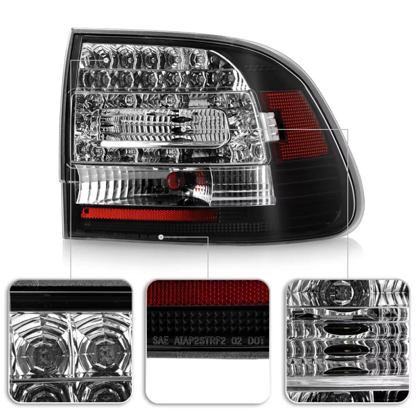 Porsche Cayenne (2003-2006) фонари задние светодиодные черные с хромом, комплект 2 шт.