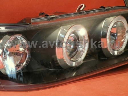Toyota Corolla (92-97) AE100 фары передние линзовые черные со светящимися ободками, комплект 2 шт.