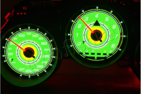 Toyota Supra MK4 светодиодные шкалы (циферблаты) на панель приборов - дизайн 3