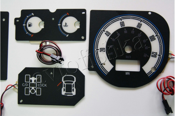 Mitsubishi Pajero, Montero 1999-2006 светодиодные шкалы (циферблаты) на панель приборов - дизайн 1