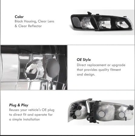 Toyota Camry V20 (00-01) SXV20, MCV20 фары передние черные, комплект 2 шт.