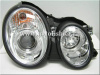 Mercedes CLK W208 (98-02) фары передние линзованные хромированные, со светящимися ободками, с электрокорректором, комплект 2 шт.