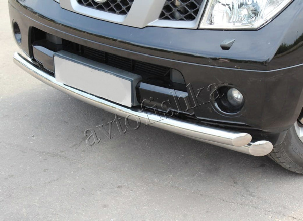 Nissan Pathfinder (05-) двойная защита переднего бампера, труба 76/63 мм