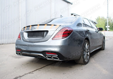 Mercedes-Benz S-Klasse W222 рестайлинг 2017 - 2020 Диффузор 6.3 AMG с насадками на глушитель