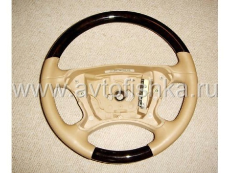 Mercedes W211, W209, W219 (2007-) руль классический, бежевая кожа - дерево орех, Classic