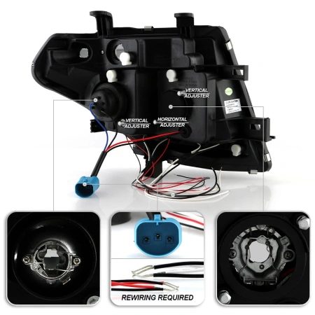 Nissan Pathfinder III, Navara (2005-2010) передние фары линзовые хром, с ДХО и ангельскими глазками