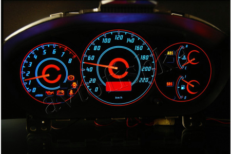 Honda Civic (01-05) светодиодные шкалы (циферблаты) на панель приборов - дизайн 1