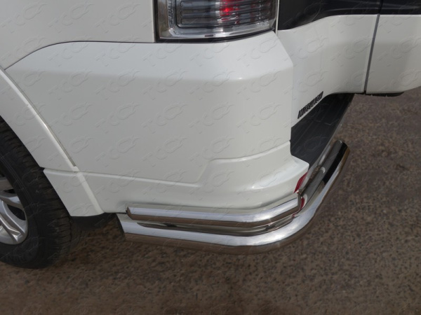 Mitsubishi Pajero (14–) Защита задняя (уголки двойные) 76,1/42,4 мм