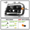 Фары передние черные с LED подсветкой — Chevrolet Trailblazer 2001-2009