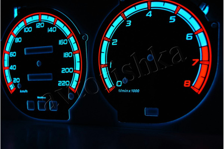 Daewoo Leganza светодиодные шкалы (циферблаты) на панель приборов - дизайн 1
