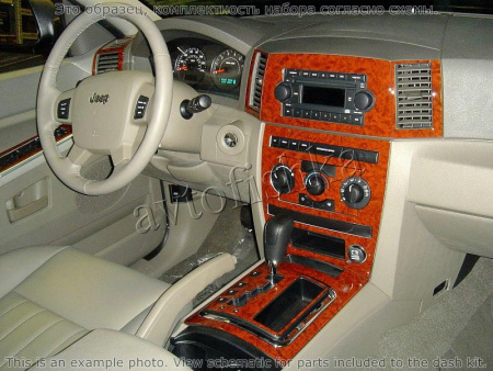 Декоративные накладки салона Jeep Grand Cherokee 2005-2007 полный набор, без навигации