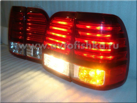 Lexus LX470 (1998-2007) фонари задние светодиодные красно-хромированные, комплект лев.+прав.