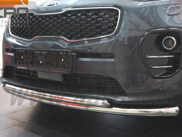 Kia Sportage (16–) Защита переднего бампера двойная d 60/42 мм, нерж.