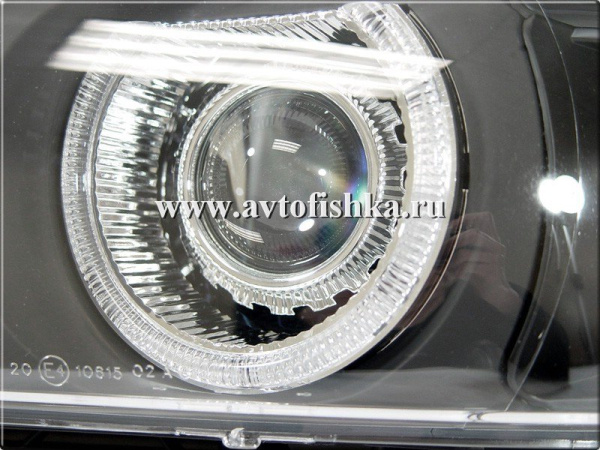 BMW 5 E39 (95-00) фары передние черные, со светящимися ободками, с белым поворотником,с моторами электрокорректора, комплект 2 шт.