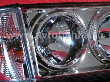 Mercedes W201 190E 190D (82-93) фары передние прожекторные хромированные с указателем поворотов, комплект 2 шт.