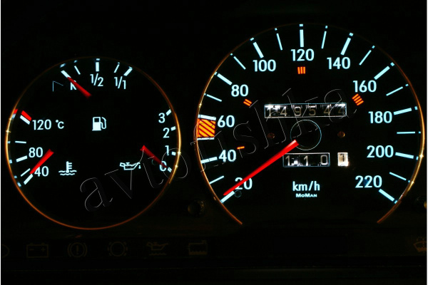 Mercedes 190 W201 светодиодные шкалы (циферблаты) на панель приборов - дизайн 2