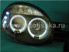 Dodge Neon (03-05) фары передние линзовые черные, со светящимися ободками и светодиодной подсветкой, комплект 2 шт.
