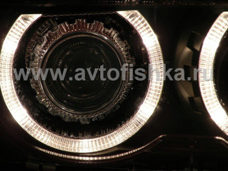 BMW 7 E38 (99-01) фары передние линзовые черные ксеноновые, с корректором, со светящимимся ободками, с тонированными поворотниками, комплект 2 шт.