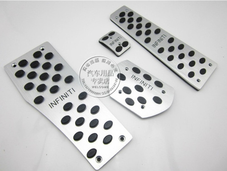 Infiniti FX35, FX30, FX37, FX50 накладки на педали, на подставку под ногу, алюминиевые с логотипом Infiniti, комплект 4 шт.