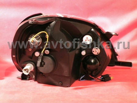 Toyota Yaris, Vitz (99-05) фары передние линзовые хромированные, со светящимися ободками, комплект 2 шт.