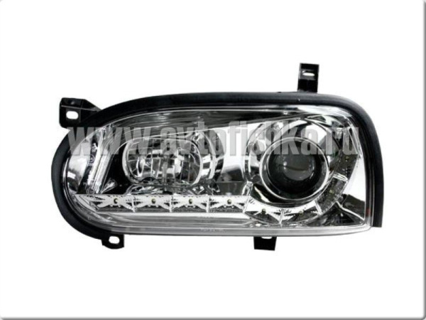 Volkswagen Golf 3 (92-98) фары передние линзовые хромированные, с нижней светодиодной подсветкой, комплект 2 шт.