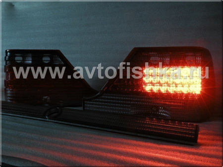 Mercedes S W140 (92-99) фонари задние светодиодные красно-тонированные, с центральным молдингом, комплект лев.+прав.