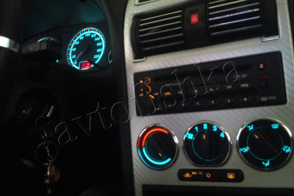 Opel Astra G светодиодные шкалы (циферблаты) на климат
