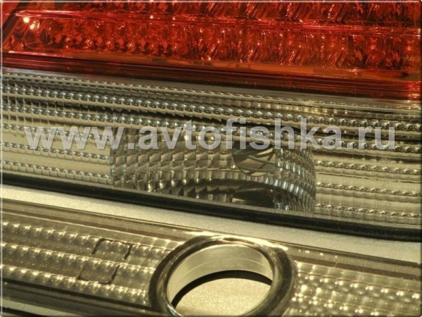 Mercedes S W140 (92-99) фонари задние светодиодные красно-тонированные, с центральным молдингом, комплект лев.+прав.