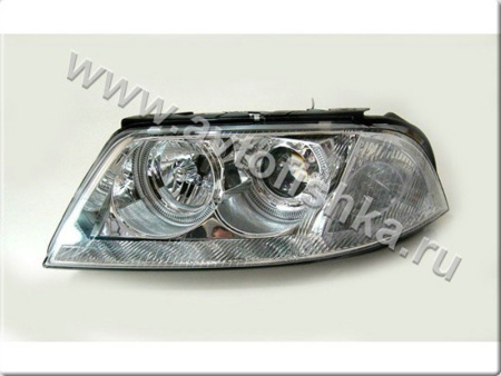 Volkswagen Passat B5 (00-04) фары передние линзовые хромированные, со светящимися ободками, комплект 2 шт.