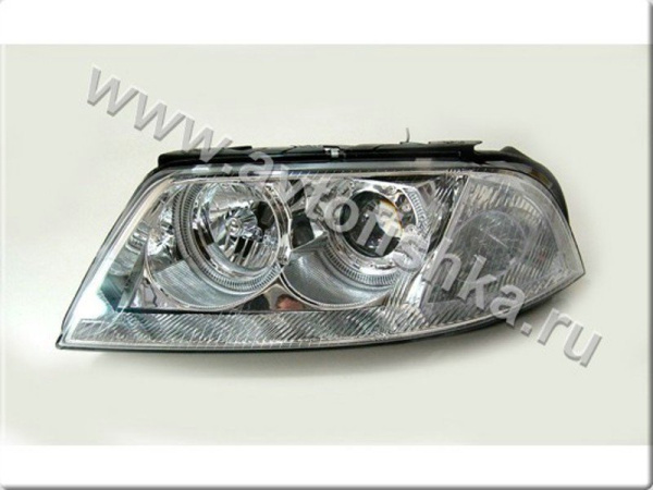 Volkswagen Passat B5 (00-04) фары передние линзовые хромированные, со светящимися ободками, комплект 2 шт.
