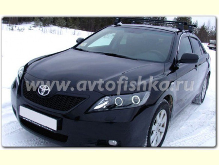 Toyota Camry V40 (2006-2009) фары передние линзовые черные, со светящимися ободками, комплект 2 шт.