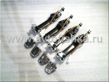 Toyota Land Cruiser 200 (08-16) наружные ручки дверей хромированные в сборе, оригинал, дизайн Lexus LX570, комплект 4 шт.