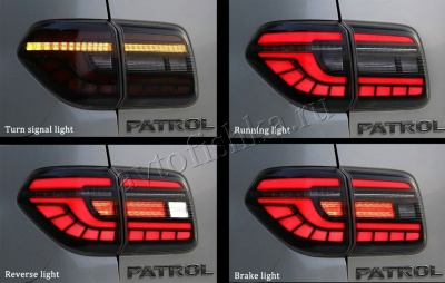 Nissan Patrol Y62 (10-18) задние фонари (стопы) дизайн 2020, комплект 2 шт.