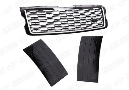 Land Rover Range Rover 4 поколение 2012 - 2017 Решетка радиатора хром с черными жабрами стиль 2018 Range Rover Vogue.