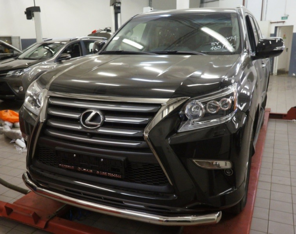 Lexus GX (13–) Защита переднего бампера одинарная d 76 мм, нерж.