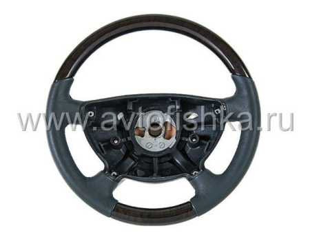 Mercedes W211, W463 G class (2002-2006) руль классический, черная кожа - черное дерево
